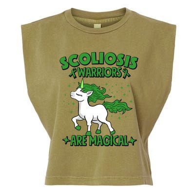 Scoliosis Warrior Green Ribbon Unicorn Scoliosis Awareness Gift Garment-Dyed Women's Muscle Tee