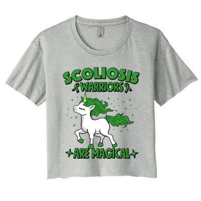 Scoliosis Warrior Green Ribbon Unicorn Scoliosis Awareness Gift Women's Crop Top Tee