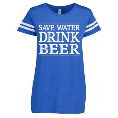 Save Water Gift Beer Gift Vintage Style Gift Enza Ladies Jersey Football T-Shirt