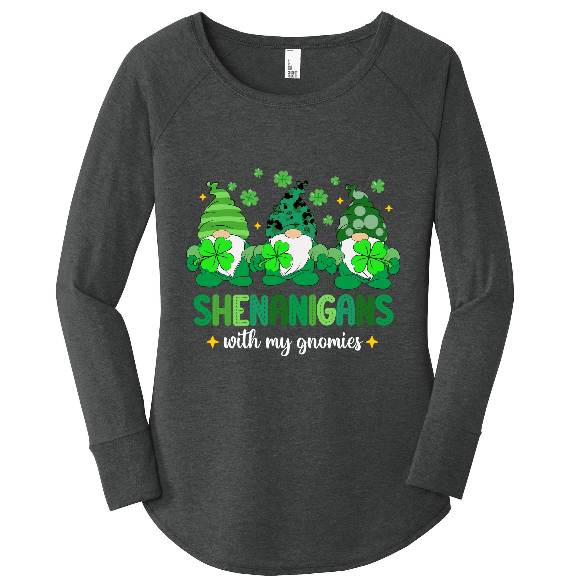 Shenanigans With Gnomies St Patrick Day Women's Perfect Tri Tunic Long Sleeve Shirt
