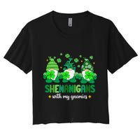 Shenanigans With Gnomies St Patrick Day Women's Crop Top Tee