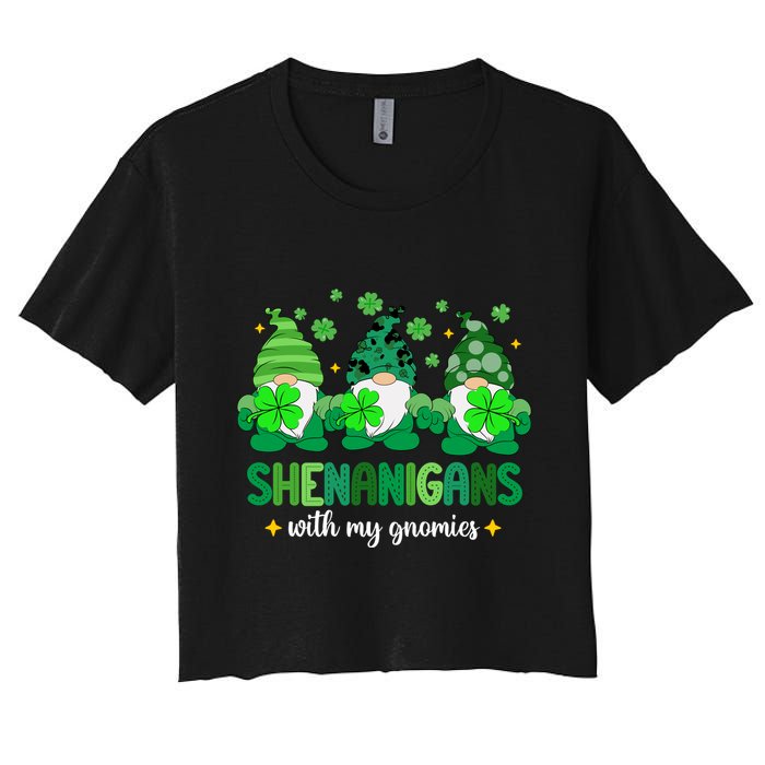 Shenanigans With Gnomies St Patrick Day Women's Crop Top Tee