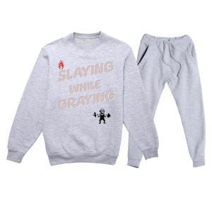 Slaying While Graying Premium Crewneck Sweatsuit Set