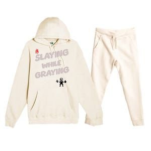 Slaying While Graying Premium Hooded Sweatsuit Set