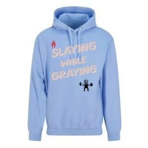 Slaying While Graying Unisex Surf Hoodie