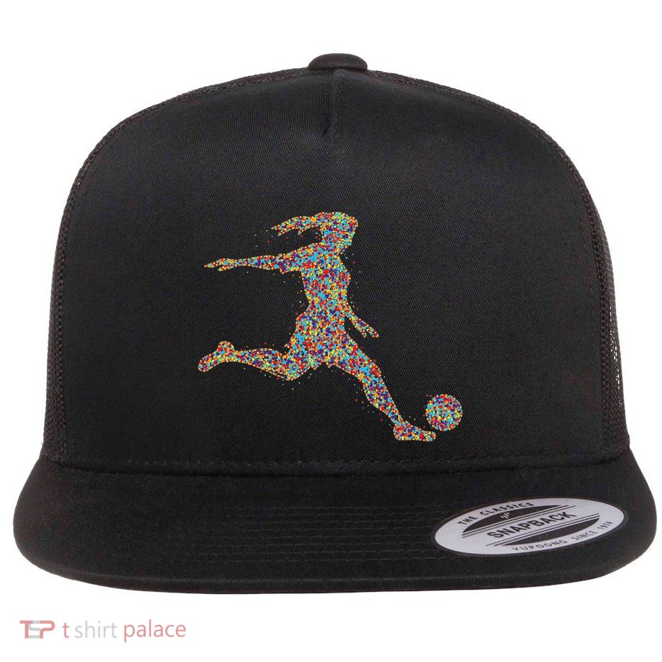 Soccer Women Girl Player Flat Bill Trucker Hat