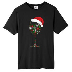 Snowflakes Wine Glass Santa Hat Christmas Wine Lovers Gift Tall Fusion ChromaSoft Performance T-Shirt