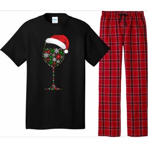 Snowflakes Wine Glass Santa Hat Christmas Wine Lovers Gift Pajama Set