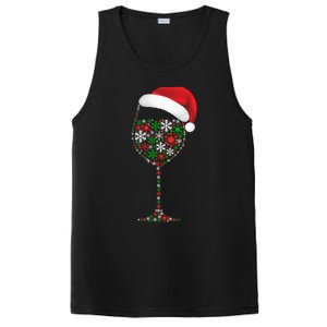 Snowflakes Wine Glass Santa Hat Christmas Wine Lovers Gift PosiCharge Competitor Tank