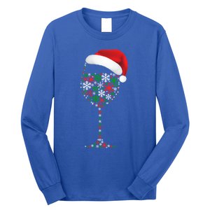 Snowflakes Wine Glass Santa Hat Christmas Wine Lovers Gift Long Sleeve Shirt