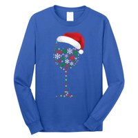 Snowflakes Wine Glass Santa Hat Christmas Wine Lovers Gift Long Sleeve Shirt