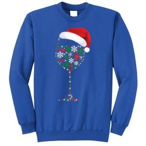 Snowflakes Wine Glass Santa Hat Christmas Wine Lovers Gift Sweatshirt