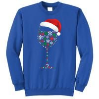 Snowflakes Wine Glass Santa Hat Christmas Wine Lovers Gift Sweatshirt