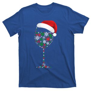 Snowflakes Wine Glass Santa Hat Christmas Wine Lovers Gift T-Shirt