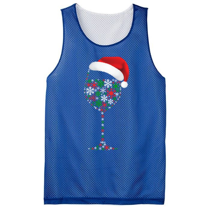 Snowflakes Wine Glass Santa Hat Christmas Wine Lovers Gift Mesh Reversible Basketball Jersey Tank