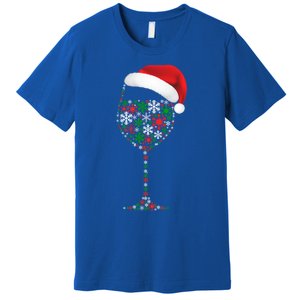 Snowflakes Wine Glass Santa Hat Christmas Wine Lovers Gift Premium T-Shirt