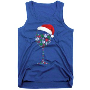 Snowflakes Wine Glass Santa Hat Christmas Wine Lovers Gift Tank Top