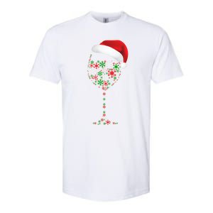 Snowflakes Wine Glass Santa Hat Christmas Wine Lovers Gift Softstyle CVC T-Shirt