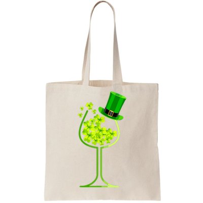 Shamrock Wine Glass Funny St Patricks Day Tote Bag