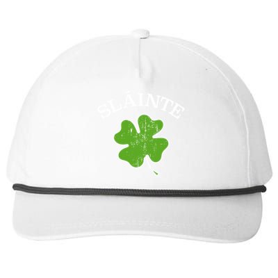 Slainte With Green Shamrock Clover For St Patricks Day Gift Snapback Five-Panel Rope Hat