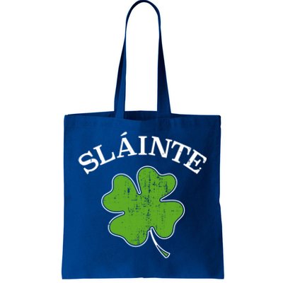 Slainte With Green Shamrock Clover For St Patricks Day Gift Tote Bag