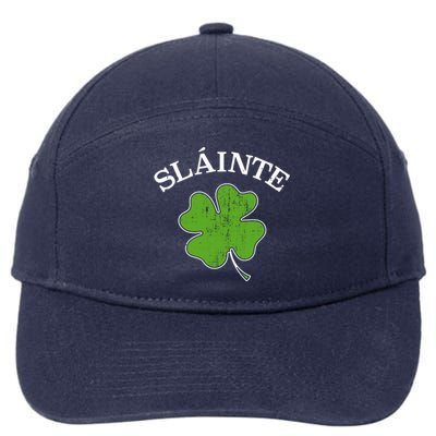 Slainte With Green Shamrock Clover For St Patricks Day Gift 7-Panel Snapback Hat