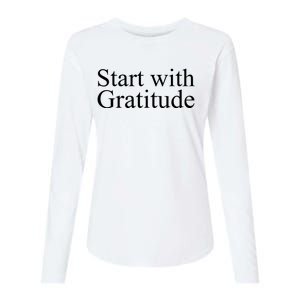 Start With Gratitude Womens Cotton Relaxed Long Sleeve T-Shirt