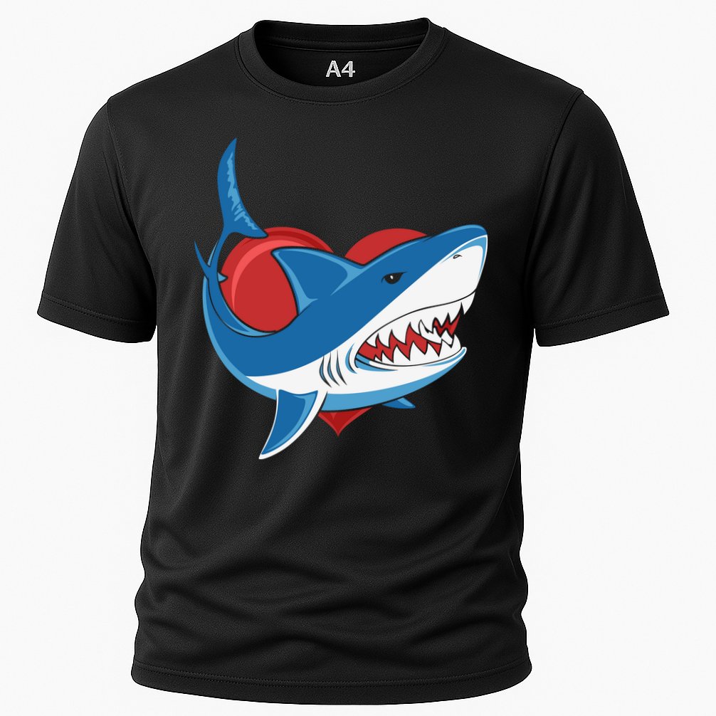 Shark With Heart, Shark Lovers Valentine Gift For Valentine Day Cooling Performance Crew T-Shirt