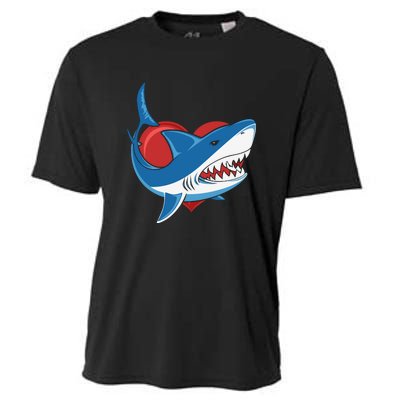 Shark With Heart, Shark Lovers Valentine Gift For Valentine Day Cooling Performance Crew T-Shirt