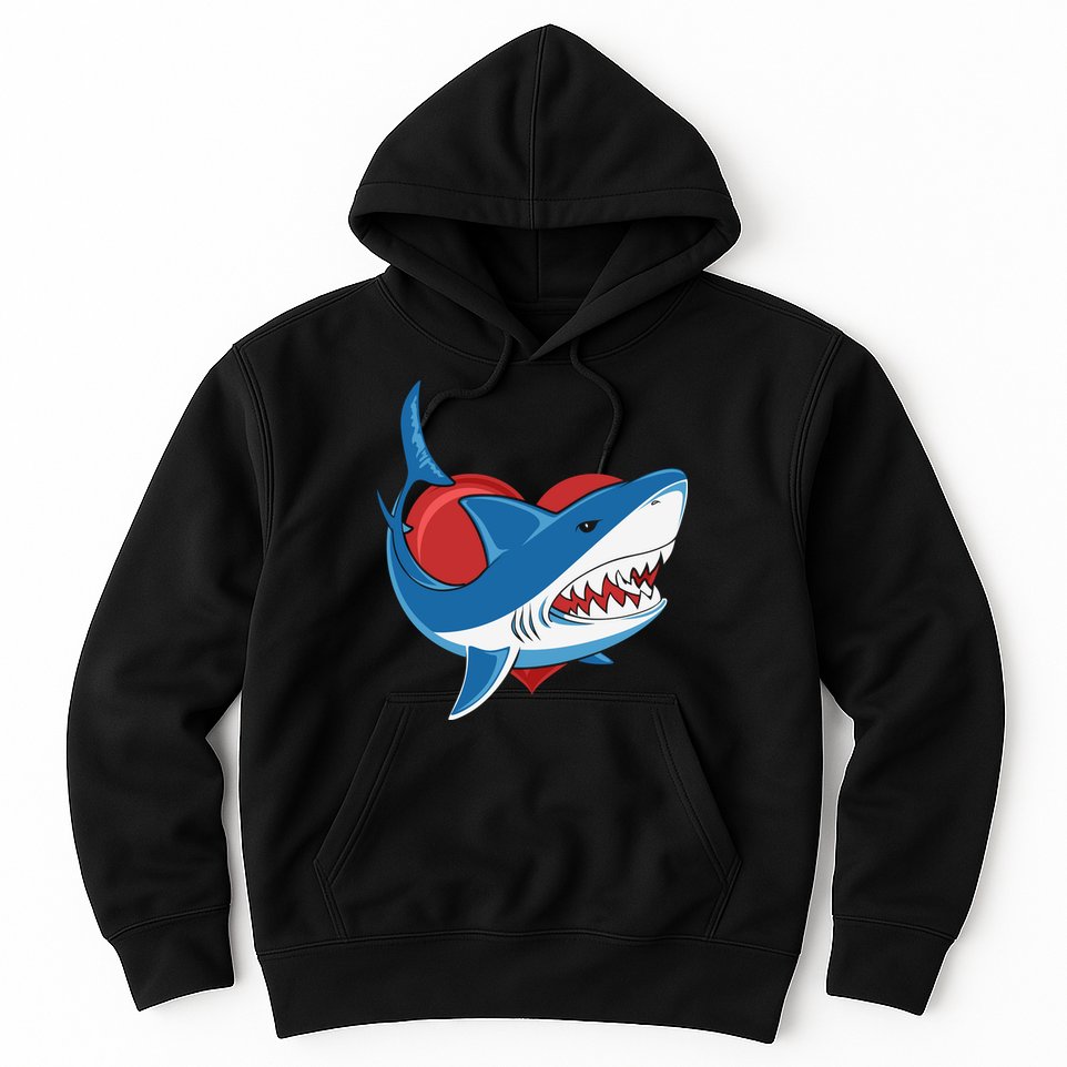 Shark With Heart, Shark Lovers Valentine Gift For Valentine Day Hoodie