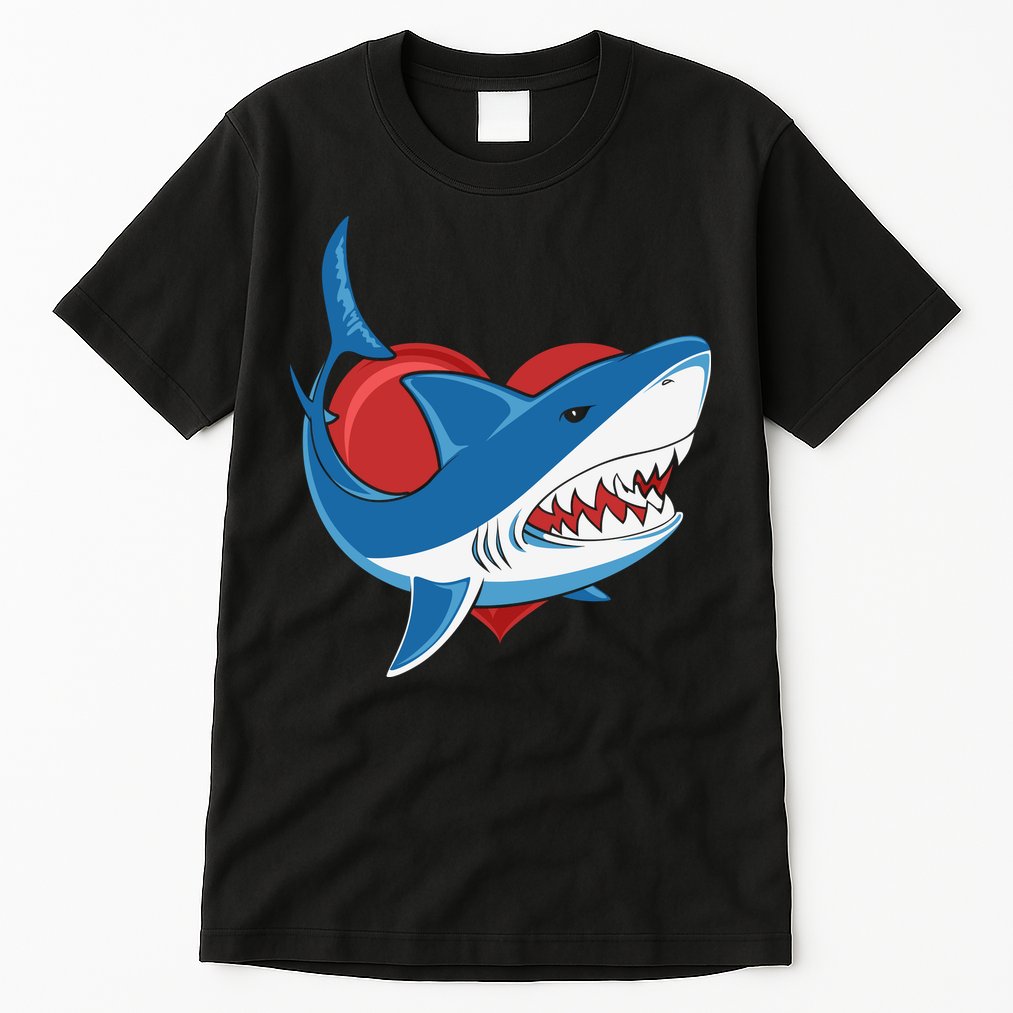 Shark With Heart, Shark Lovers Valentine Gift For Valentine Day Tall T-Shirt