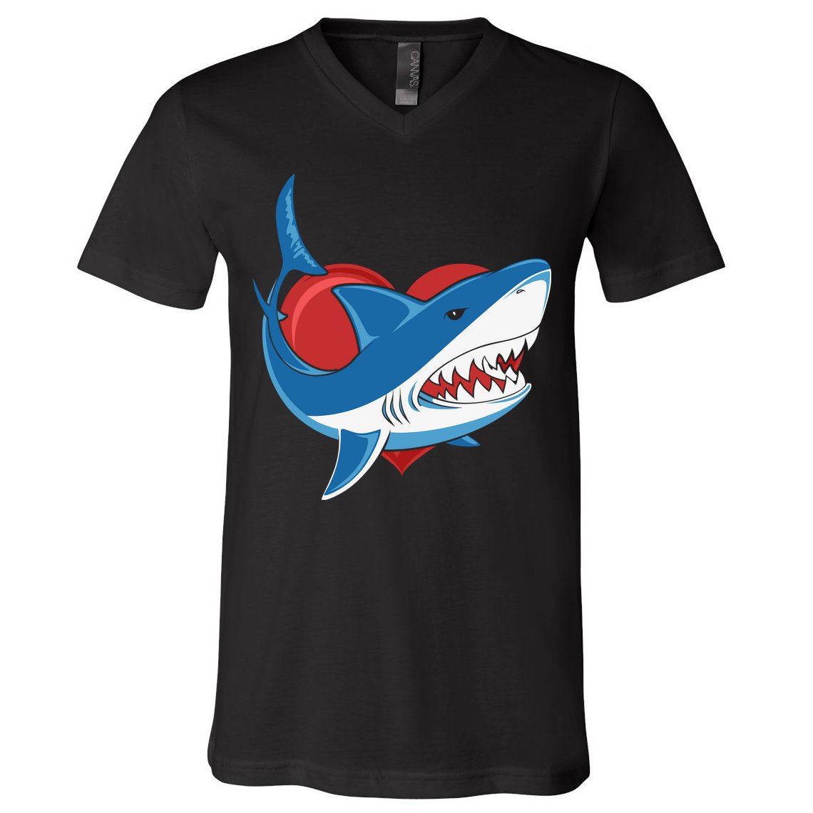 Shark With Heart, Shark Lovers Valentine Gift For Valentine Day V-Neck T-Shirt