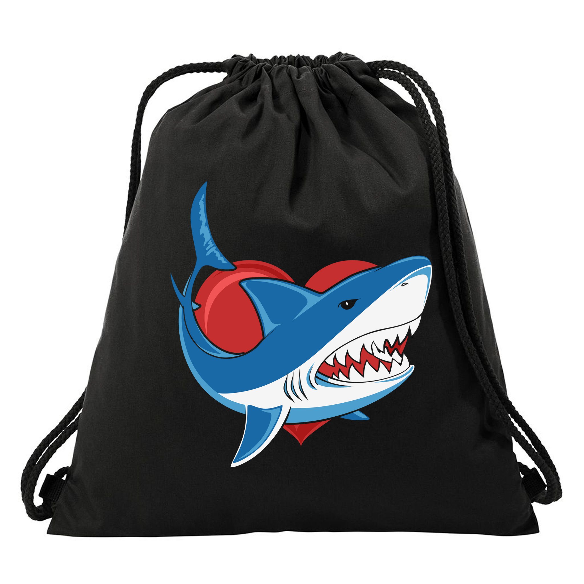 Shark With Heart, Shark Lovers Valentine Gift For Valentine Day Drawstring Bag