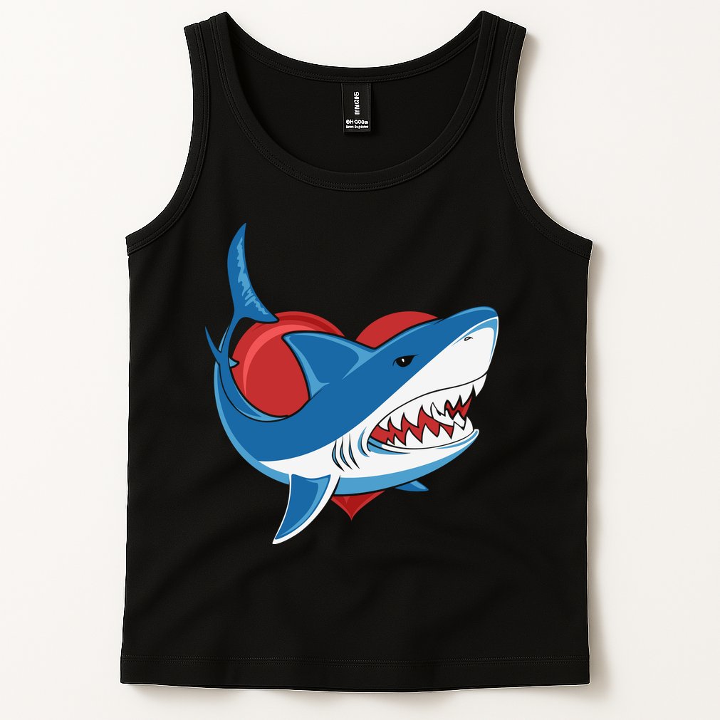 Shark With Heart, Shark Lovers Valentine Gift For Valentine Day Tank Top