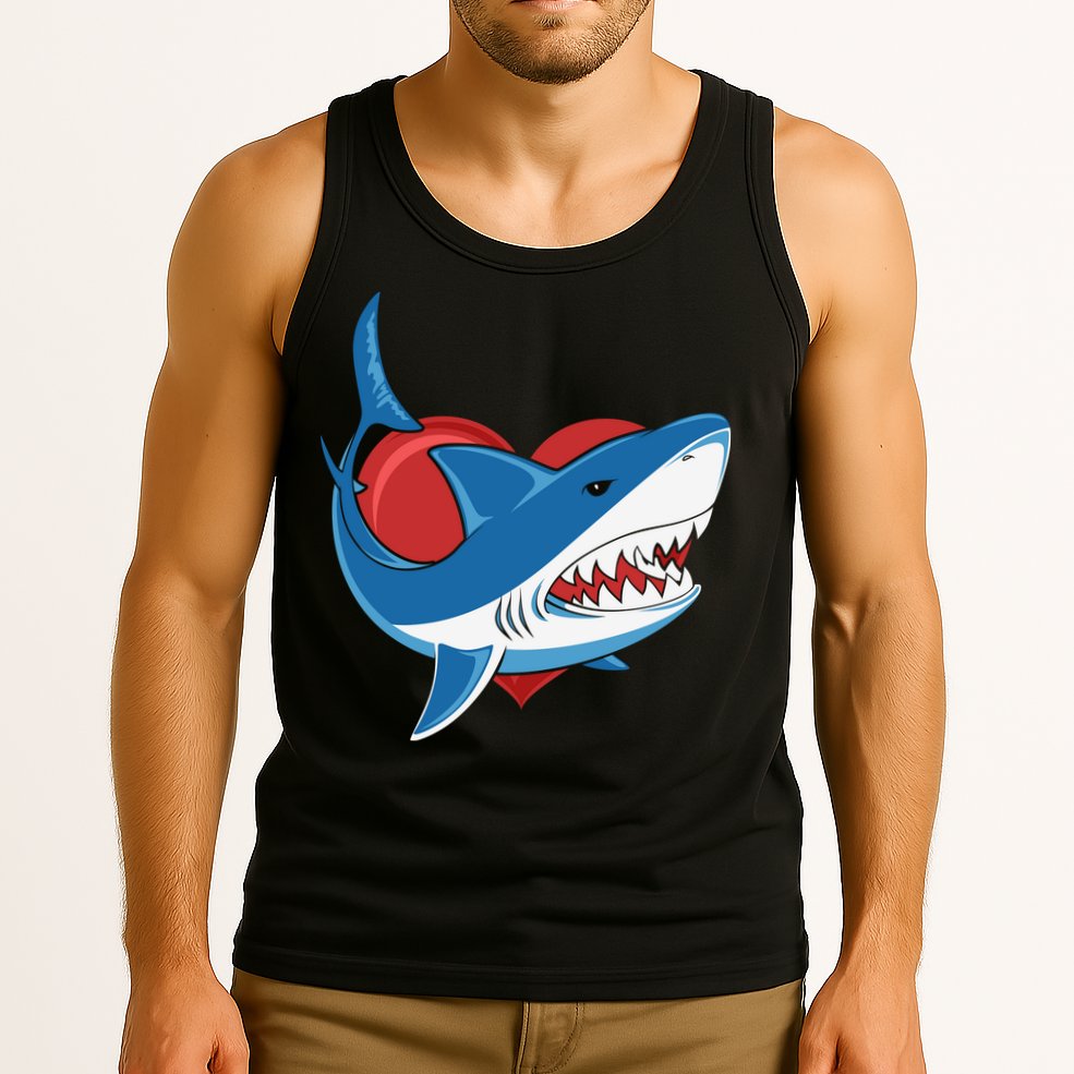 Shark With Heart, Shark Lovers Valentine Gift For Valentine Day Tank Top