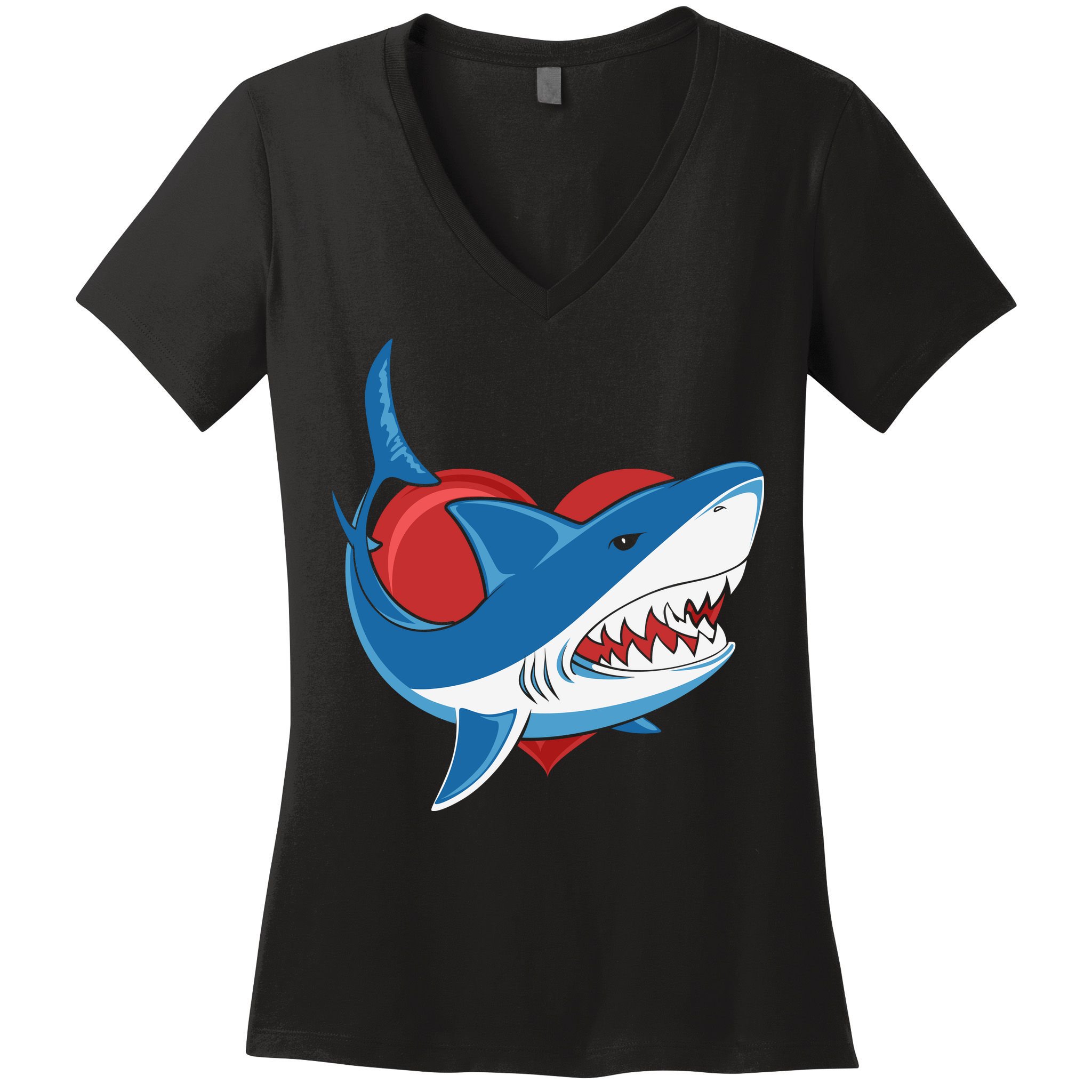 Shark With Heart, Shark Lovers Valentine Gift For Valentine Day Women's V-Neck T-Shirt