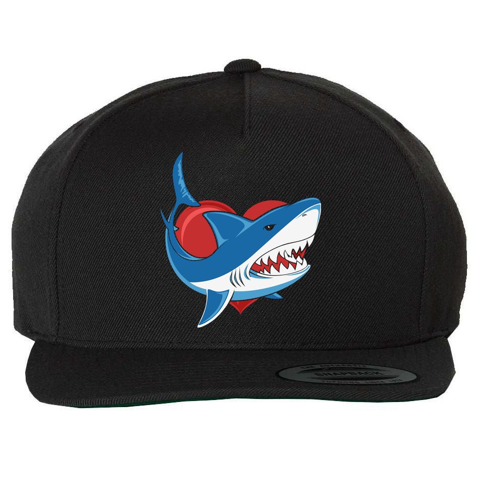 Shark With Heart, Shark Lovers Valentine Gift For Valentine Day Wool Snapback Cap