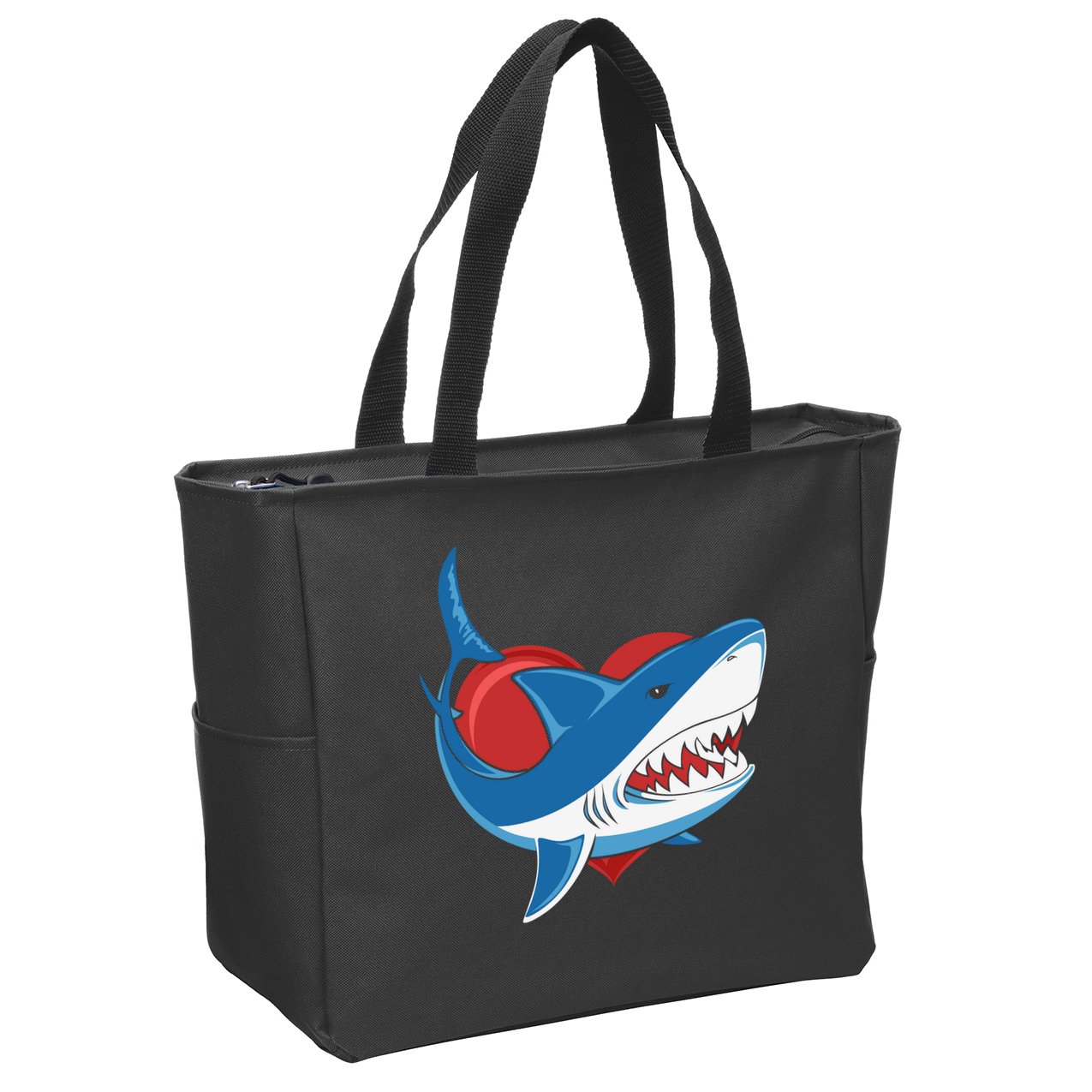 Shark With Heart, Shark Lovers Valentine Gift For Valentine Day Zip Tote Bag