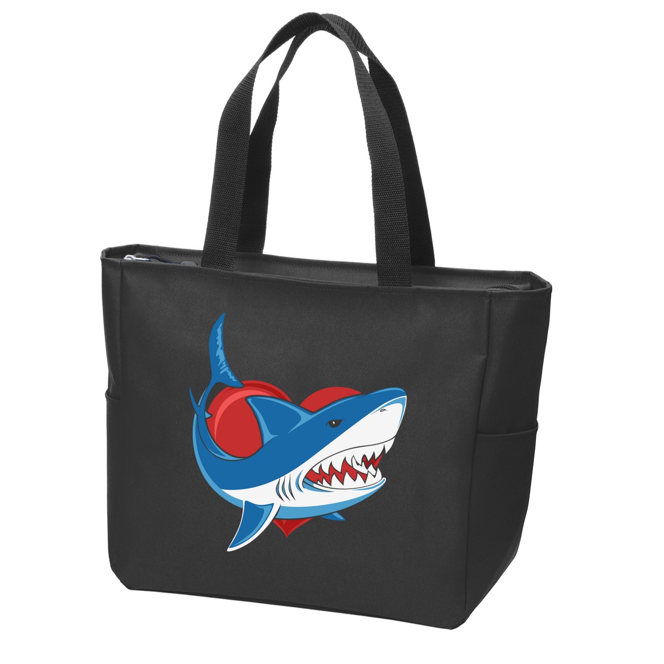 Shark With Heart, Shark Lovers Valentine Gift For Valentine Day Zip Tote Bag