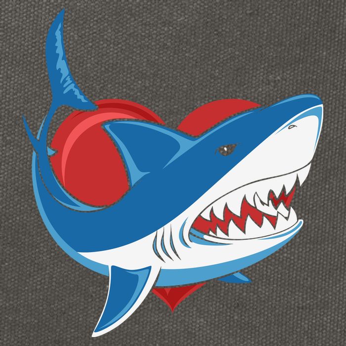 Shark With Heart, Shark Lovers Valentine Gift For Valentine Day Cotton Canvas Backpack