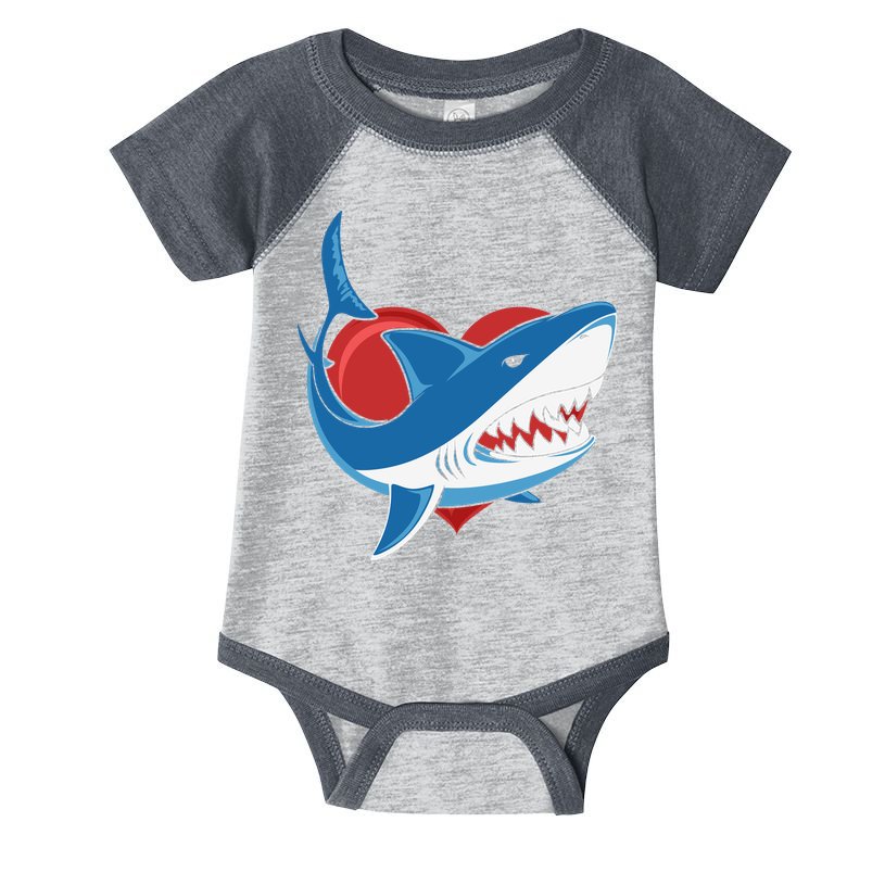 Shark With Heart, Shark Lovers Valentine Gift For Valentine Day Infant Baby Jersey Bodysuit