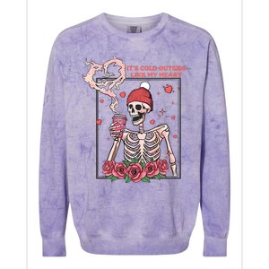 Skeleton With Hearts Drinking Coffee Valentine Valentine's Day Love Lover Couple Colorblast Crewneck Sweatshirt