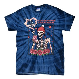 Skeleton With Hearts Drinking Coffee Valentine Valentine's Day Love Lover Couple Tie-Dye T-Shirt