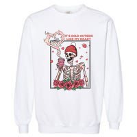 Skeleton With Hearts Drinking Coffee Valentine Valentine's Day Love Lover Couple Garment-Dyed Sweatshirt