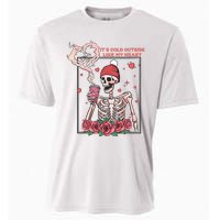 Skeleton With Hearts Drinking Coffee Valentine Valentine's Day Love Lover Couple Cooling Performance Crew T-Shirt