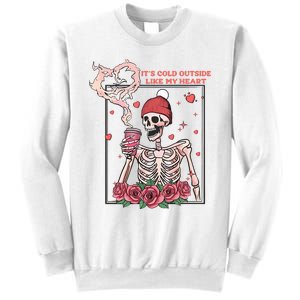 Skeleton With Hearts Drinking Coffee Valentine Valentine's Day Love Lover Couple Sweatshirt