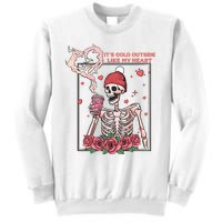 Skeleton With Hearts Drinking Coffee Valentine Valentine's Day Love Lover Couple Sweatshirt