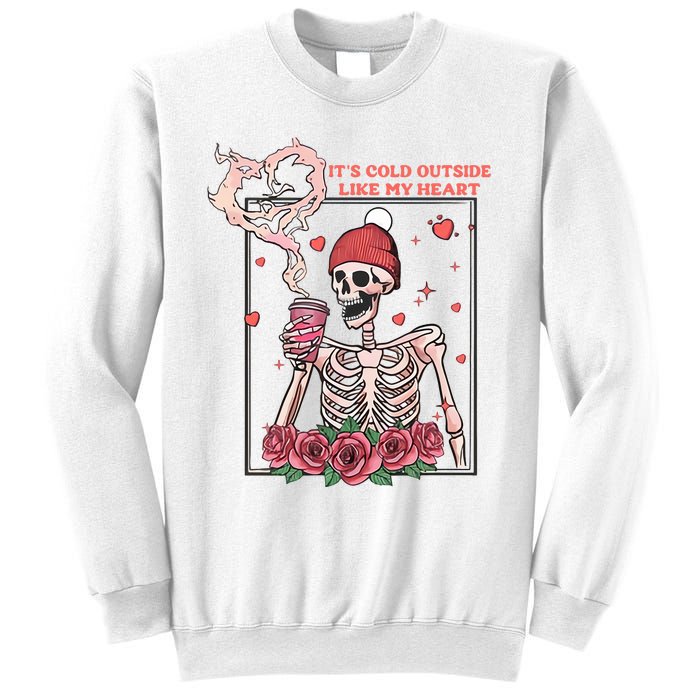 Skeleton With Hearts Drinking Coffee Valentine Valentine's Day Love Lover Couple Sweatshirt