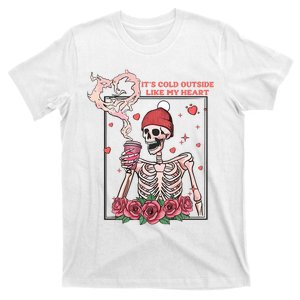 Skeleton With Hearts Drinking Coffee Valentine Valentine's Day Love Lover Couple T-Shirt