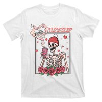 Skeleton With Hearts Drinking Coffee Valentine Valentine's Day Love Lover Couple T-Shirt